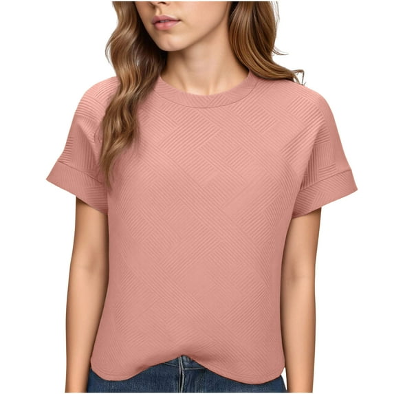 Women's T Shirts Fashion Spring Solid Color T-Shirts Short Sleeve Round Neck Top