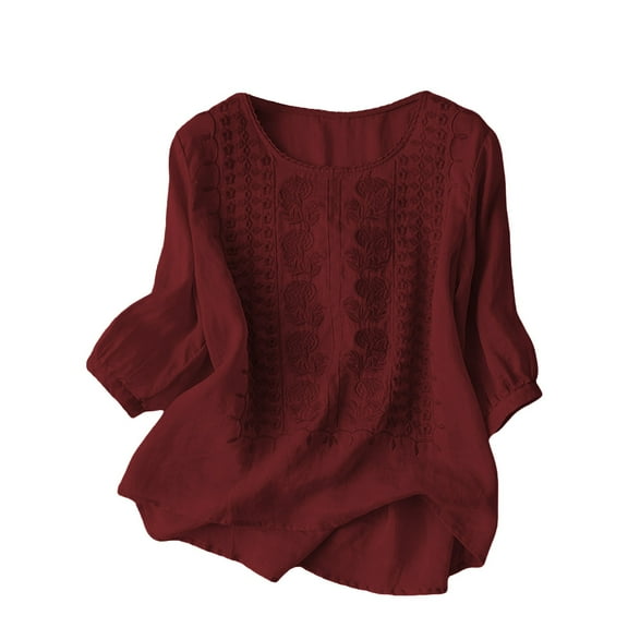 Women's T-Shirts Fashionable Casual Solid Color Pleated Cotton & Linen Top Shirt & T-Shirt Breathable Daily Wear 1Pc Top Size M-3XL Oversized Tshirts For Women