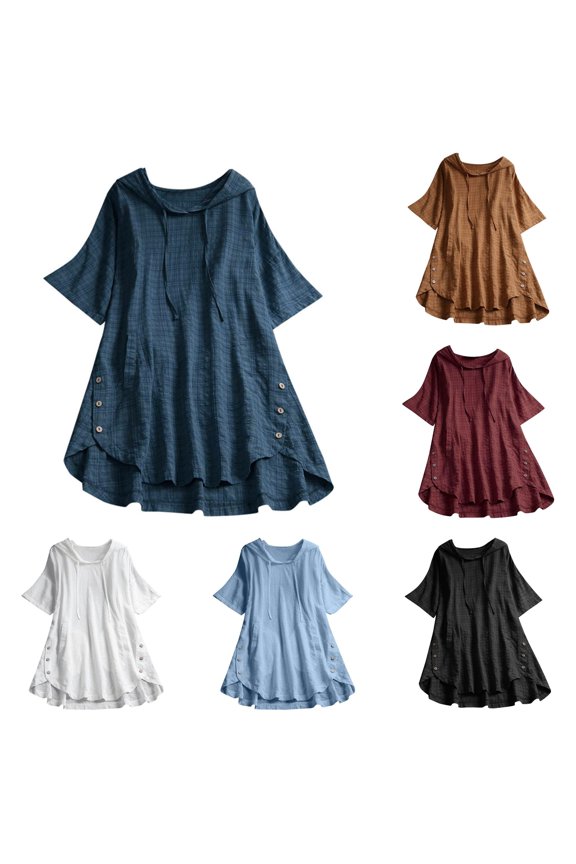 Women's T-Shirts Flower Print Loose Fit Long Sleeve Casual Blouse with Button Front and O-Neck for Women Blue 5XL