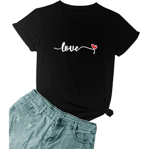 Women's T-Shirts Funny Graphic Short Sleeve Cute Top Tees V-Neck Shirt