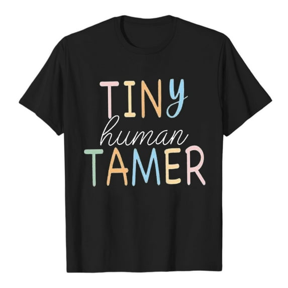 Women's T-Shirts Funny Teacher Shirt for Kindergarten and Primary School Cute Little Man Design Ideal for Stylish Teaching Apparel