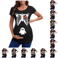 thumbnail image 1 of Women's T-Shirts Head Skeleton Halloween Pregnant European and Border Top for Expectant Women White XXL, 1 of 4