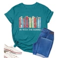 thumbnail image 1 of Women's T-Shirts "I'M WITH THE BANNED" Book Lover Graphic Print Crew Neck Short Sleeve Casual Summer Top for Women Sizes S-XXXL, 1 of 2