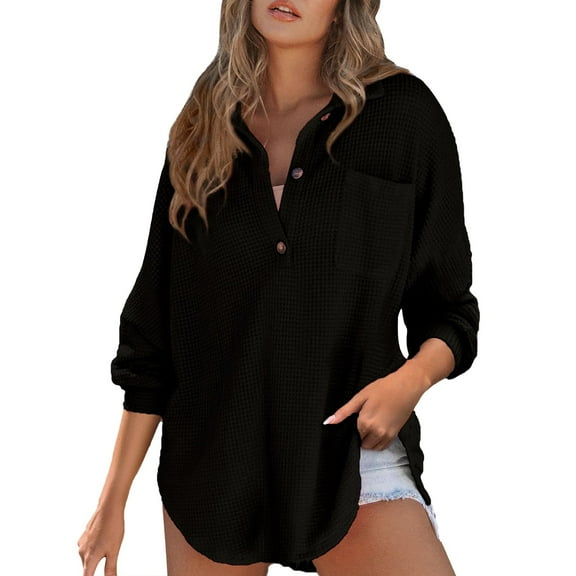 Women's T-Shirts Knit Top Shirt Long Sleeve V Neck Solid Color Casual Tunic Polyester Material 1PC Top Size S-2XL Oversized Tshirts For Women
