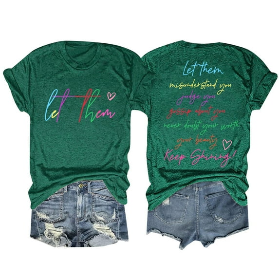 Women's T-Shirts Let Them Misunderstand You Inspirational Letter Print Crewneck Tee Positive Saying Top