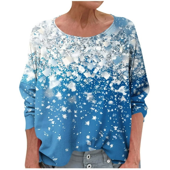 Women's T-Shirts Linen 3/4 Sleeve Crewneck Floral Printed Casual Dressy Loose Comfy Tunic Tops