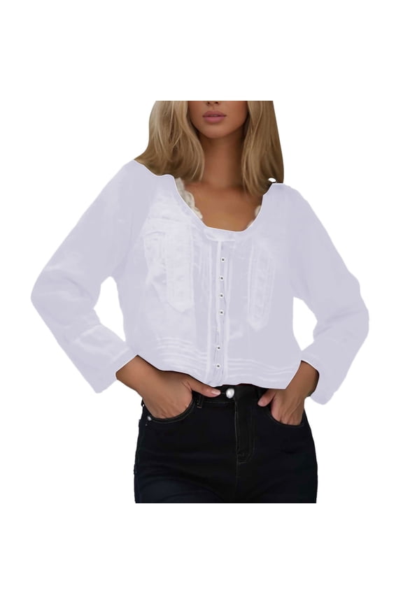 Women's T-Shirts Long Sleeve Basic Shirt Regular Solid Color Lace Tie Front Top Button Up Chiffon Cardigan Flowy Boho Peplum Shirt Going Out Tops Tee Tops Light Purple M
