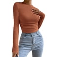 thumbnail image 1 of Women's T Shirts Long Sleeve Crew Neck Slim Fit Basic Tees Soft Fall Cute Womens Tops Size L, 1 of 7