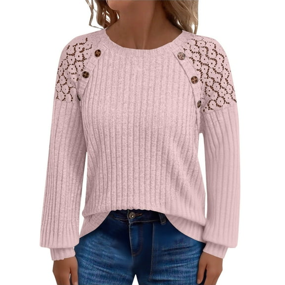 Women's T-Shirts Long Sleeve T-Shirt Lightweight Sweater Casual Shirt with V Neck Lace Fall Fashion Clothes 1Pc Top Size L-4XL Oversized Tshirts For Women