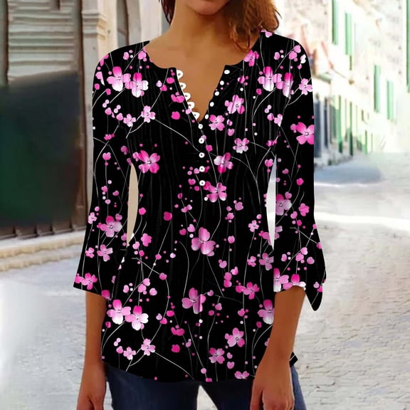 Women's T Shirts Loose Fit 3/4 Sleeves Summer Tops for Women Plus Size Summer Tops for Women Trendy 2026 Plus Size Shirts by me