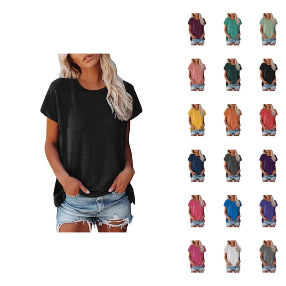 Women's T Shirts Loose Fitting Tops for Women Short Sleeve Crewneck Basic Tees Casual Summer Everyday Outfit
