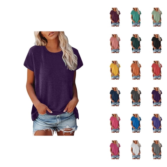 Women's T Shirts Loose Fitting Tops for Women Short Sleeve Crewneck Basic Tees Casual Summer Everyday Outfit