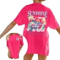 thumbnail image 1 of Women's T-Shirts Oversize Loose Fit Short Sleeve Casual Casual Summer Women's Tops Hot Pink M, 1 of 7