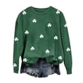 thumbnail image 1 of Women's T-Shirts Oversized Striped Retro Print Long Sleeve Sweatshirt Graphic T-Shirt Green 2XL, 1 of 3
