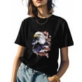 thumbnail image 1 of Women's T-Shirts, Patriotic American Flag Bald Eagle Cotton Crewneck Tee Short Sleeve Casual Tops Loose Graphic T-Shirt Black, XL, 1 of 7