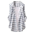thumbnail image 1 of Women's T-Shirts Plaid Long Sleeve Shirt Cardigan Loose Thin T-Shirt Hoodie Cotton Material 1PC Top Size M-3XL Oversized Tshirts For Women, 1 of 4