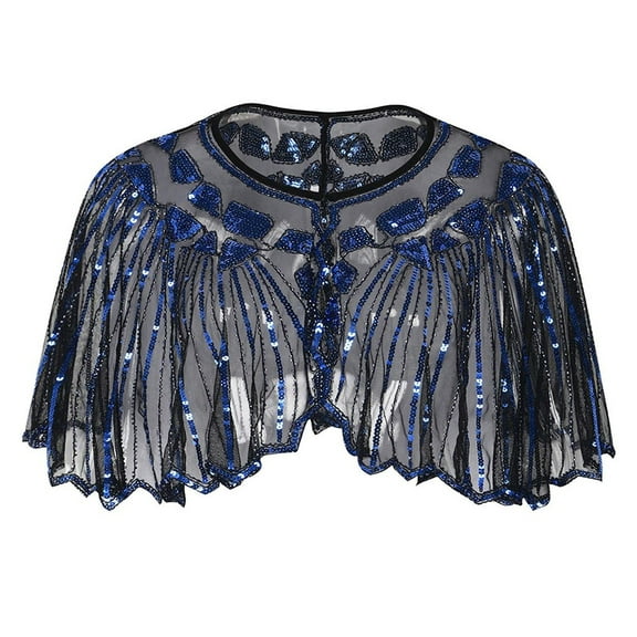 Women's T-Shirts Sequin Flapper Cover-Up Shawl 1920s Beaded Cape Evening Blouse for Women