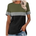 thumbnail image 1 of Women’s T Shirts Short Sleeve Color Block Tops Casual Summer Fashion Tees, 1 of 7