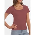 thumbnail image 1 of Women's T Shirts Short Sleeve Scoop Neck Basic Going Out Tops Fashion Slim Fit Tee, 1 of 6