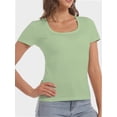 thumbnail image 1 of Women's T Shirts Short Sleeve Scoop Neck Basic Going Out Tops Fashion Slim Fit Tee, 1 of 6