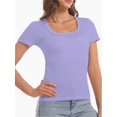 thumbnail image 1 of Women's T Shirts Short Sleeve Scoop Neck Basic Going Out Tops Fashion Slim Fit Tee, 1 of 6