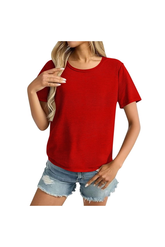 Women's T-Shirts Short-Sleeve Shirts Crew-Neck Tops Fashion Trendy Breathable Casual Summer Tees