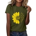 thumbnail image 1 of Women's T Shirts Short Sleeve Sunflower Butterfly Printed Shirt Round Neck Fashion Top Lightweight Soft Outfit Clothes Summer Casual T-shirt Tops, 1 of 5