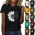 thumbnail image 1 of Women's T Shirts Short Sleeve Sunflower Plus Size Loose Blouse Girl Graphic Tees Summer Casual T-shirt Tops, 1 of 5