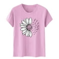 thumbnail image 1 of Women's T Shirts Short Sleeve Tees Sunflower Graphic Loose Summer Tops Women's I Simple Printing Europe and The United States Men and Women Round Neck T Shirt Pink S, 1 of 4