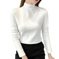 thumbnail image 1 of Women's T-Shirts Slim Casual Solid Long Sleeve Mock Turtleneck Blouse Tops Slim Fit Stretchy Layer Tee Shirts, 1 of 7