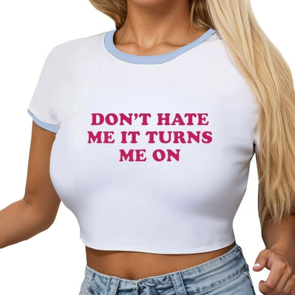 Stylish Women's T-Shirts Graphic Crop Top Short Sleeve Slim Fit Summer Apparel for Casual