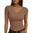 thumbnail image 1 of Women's T-Shirts Slim Fit V Neck Short Sleeve Casual Top for Everyday Style, 1 of 5