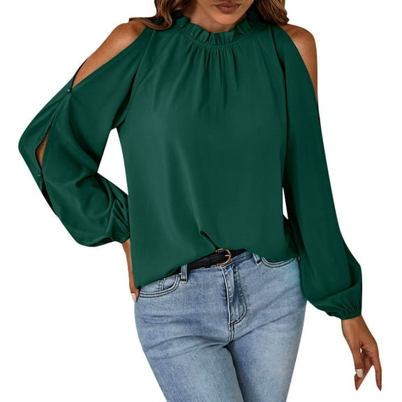 Women's T-Shirts Solid Color Loose Tops Casual Long Sleeve Fashion Blouse for Women