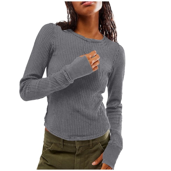 Women's T-Shirts Stylish Comfortable Autumn Winter Solid Color Basic Tee Slim Fit Long Sleeve Top for Everyday Wear