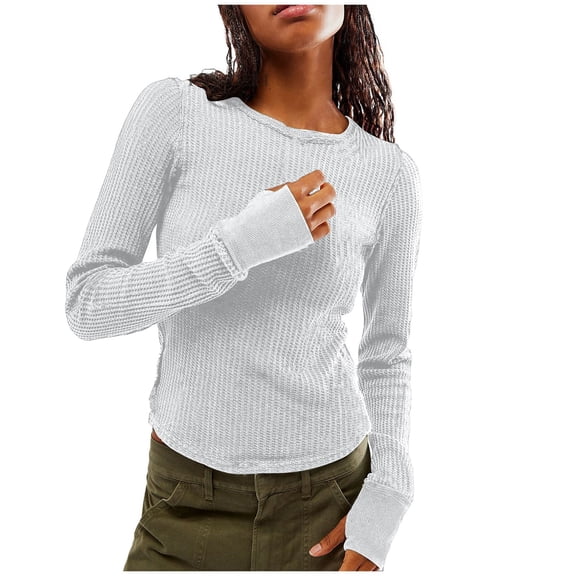 Women's T-Shirts Stylish Comfortable Autumn Winter Solid Color Basic Tee Slim Fit Long Sleeve Top for Everyday Wear