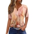 thumbnail image 1 of Women's T-Shirts Summer Tops 2025 Vacation Trendy V Neck Boho Short Sleeve Shirts Casual Loose Comfy Tunics-Multicolor-M, 1 of 5