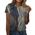 thumbnail image 1 of Short Sleeve T Shirts for Women Summer Floral Theme Painting Floral Graphic Round Neck Print Vintage Shorts Sleeve Gray Casual T-shirt Tops Saving clearance, 1 of 5