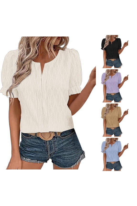 Women's T-Shirts T Womens Fashion Tops Cute Puff Sleeve Blouses Dressy Casual Clothes White XL