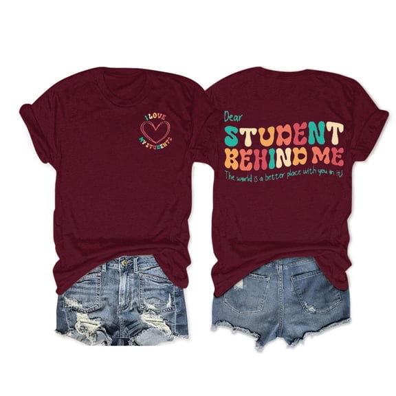 Women's T-Shirts Teacher Shirts For Women Dear Student Behind Me Funny Graphic Tee Casual Tops for Everyday Wear