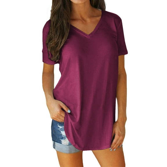 Women's T-Shirts Top TShirt For Women Short Sleeves Solid Color Outdoor Loose Casual Tshirt Comfortable Fashionable for Everyday Wear