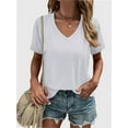 thumbnail image 1 of Women's T Shirts V Neck Casual Short Sleeve Summer Basic Tops Tees, 1 of 5