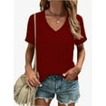 thumbnail image 1 of Women's T Shirts V Neck Casual Short Sleeve Summer Basic Tops Tees, 1 of 5