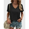 thumbnail image 1 of Women's T Shirts V Neck Casual Short Sleeve Summer Basic Tops Tees, 1 of 5