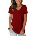 thumbnail image 1 of Women's T Shirts V Neck Casual Short Sleeve Summer Basic Tops Tees, 1 of 4