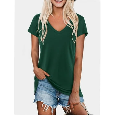 Women's T Shirts V-Neck Short Sleeve Athletic Shirts Tee Tops