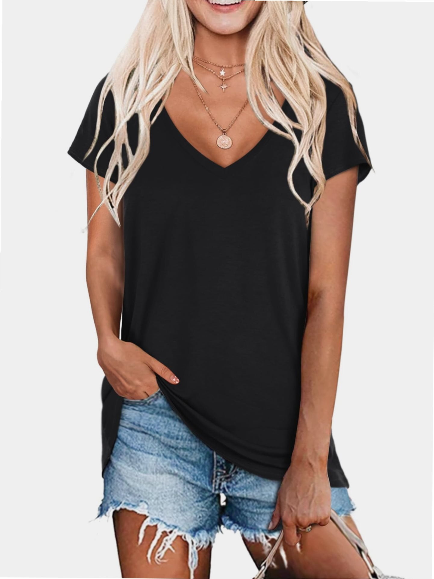 Women's T Shirts V-Neck Short Sleeve Athletic Shirts Tee Tops