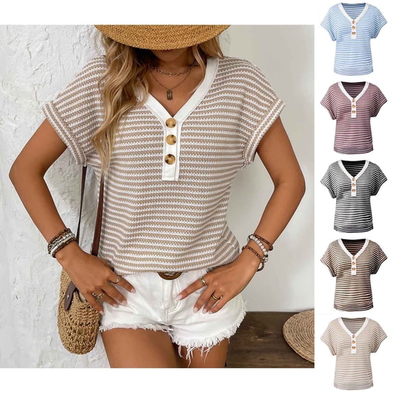 Women's T-Shirts V Neck Short Sleeve T-Shirts for Women Summer Tops Basic Y2k Tops for Women