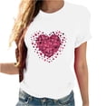 thumbnail image 1 of Women's T Shirts Valentine's Day Love Heart Printed Shirts Tops Casual Short Sleeve Top Summer T Shirt Loose Round Neck Blouses, 1 of 1