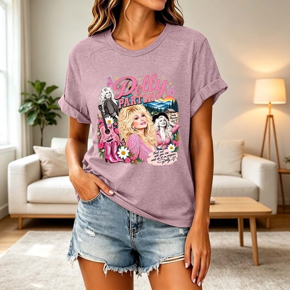 Women's T Shirts Vintage Dolly Shirt Parton Memorial T-Shirt Country Music Legend Tee Fashion Graphic Tees Tshirt Short Sleeve Tops,XXXL