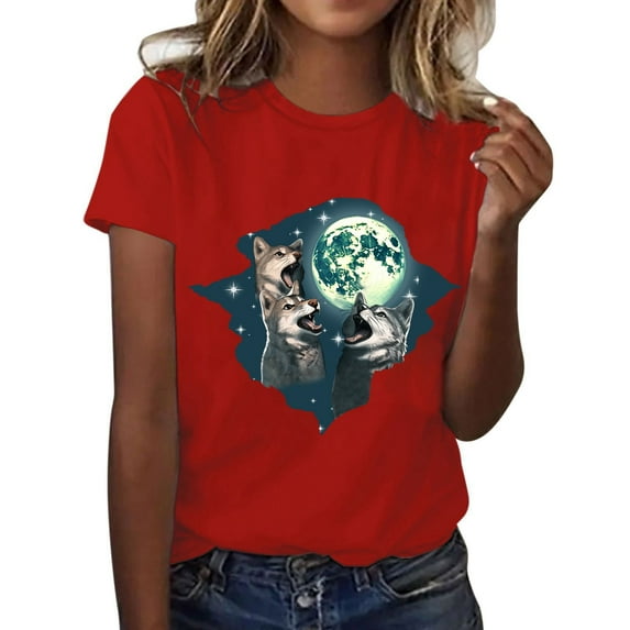 Women's T-Shirts Wolf Shirts for Men and Women Unisex Short Sleeve Tee Featuring Stunning Animal Print Design